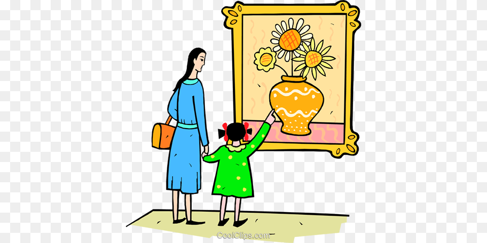 Mutter Und Tochter Im Kunstmuseum Vektor Clipart Bild, Adult, Person, Female, Woman Free Transparent Png