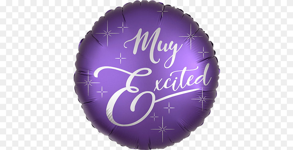 Muy Excited Balloon Single Balloon, Purple, Text, Handwriting Free Png Download