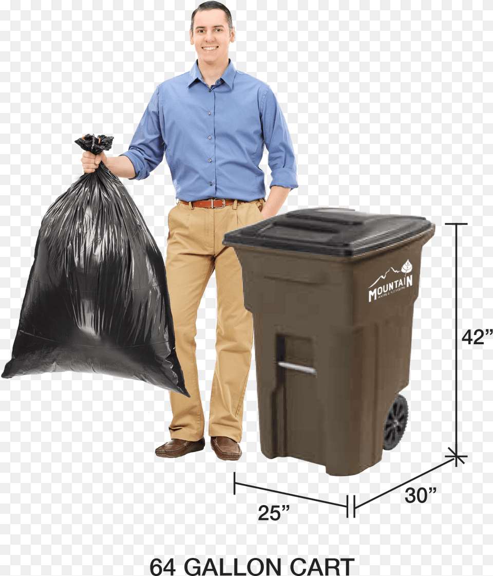Mwr Residential 64 Gallon Trash Can Dimensions, Adult, Male, Man, Person Png Image