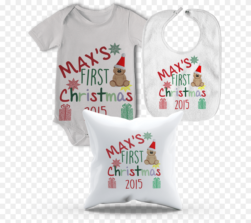 My 1st Christmas Gift Set Cushion, Clothing, T-shirt Free Transparent Png