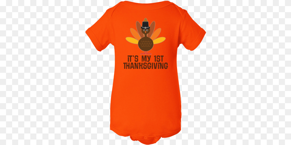 My 1st Thanksgiving Infant Creeper With A Colorful Inktastic My 1st Thanksgiving Turkey Baby Bib Babys, Clothing, Shirt, T-shirt Free Png