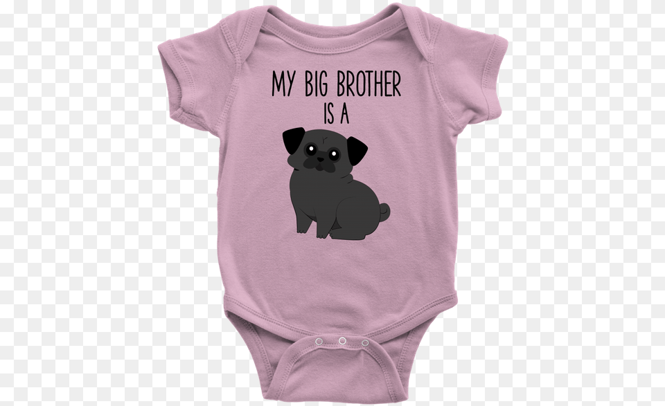 My Big Brother Is A Black Pug Baby Onesie Dog Newborn Infant Bodysuit, T-shirt, Clothing, Applique, Pattern Png