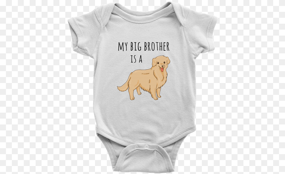 My Big Brother Is A Golden Retriever Infant Cloth Baby Funny Baby Unicorn Onesie, Clothing, T-shirt, Animal, Canine Png