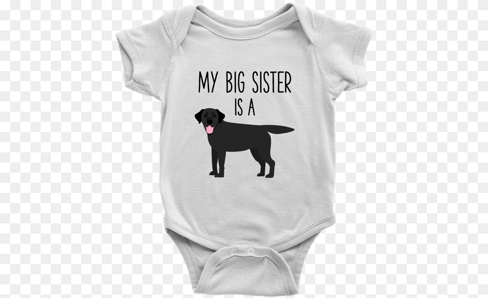 My Big Sister Is A Black Labrador Retriever Baby Onesie, Clothing, T-shirt, Animal, Canine Png Image