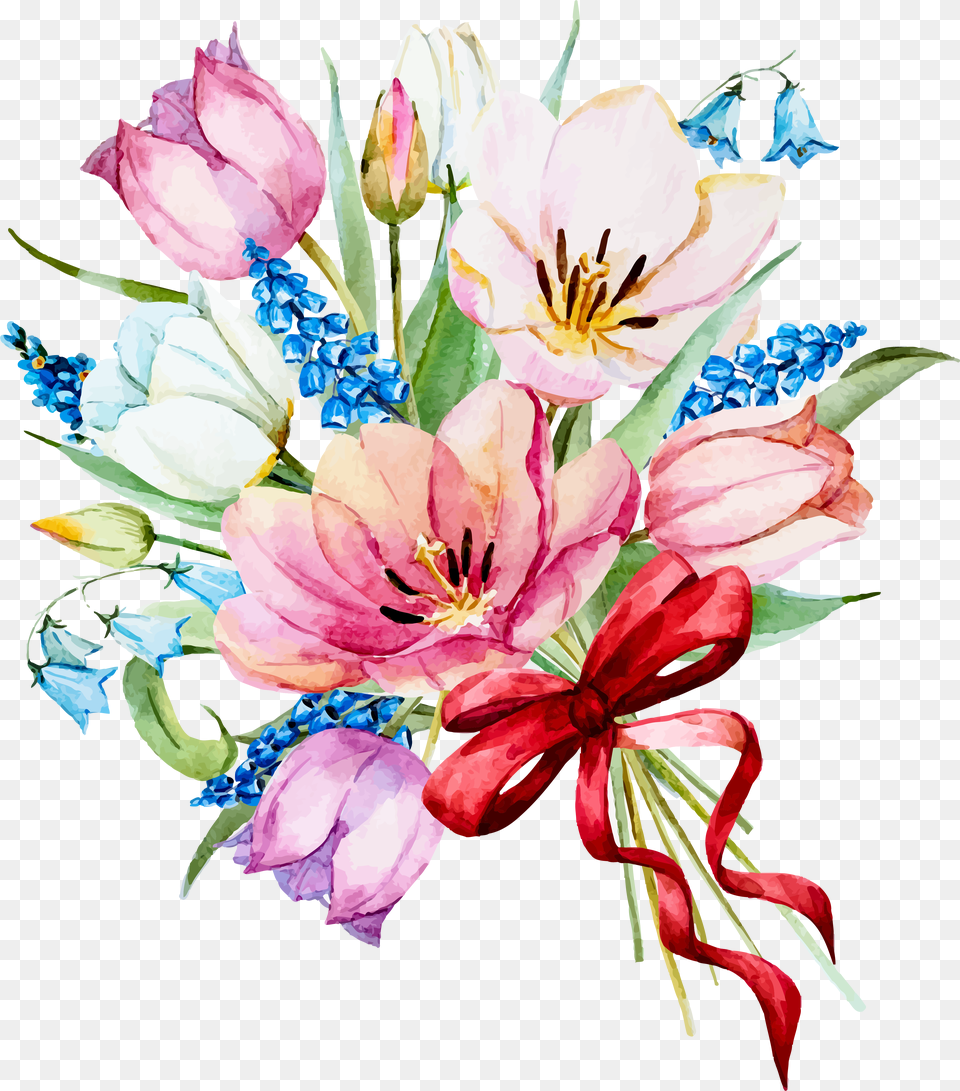 My Design Beautiful Flowers Blue And Pink Watercolor Flowers, Flower Bouquet, Flower, Flower Arrangement, Plant Free Png