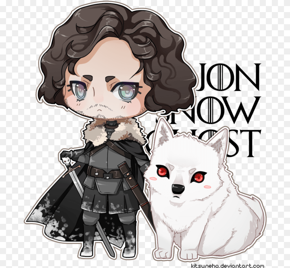 My Favorite Character Of Got Maybe I39ll Do Daenerys Jon Snow And Ghost Chibi, Publication, Book, Comics, Person Png