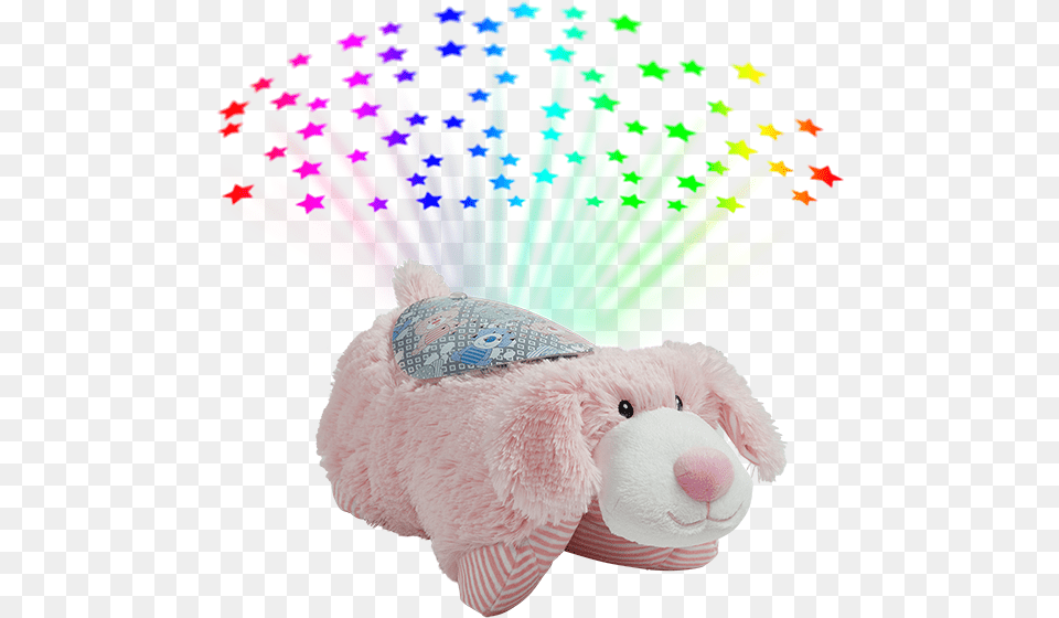 My First Pink Puppy Sleeptime Lite And Colorful Stars Pillow Pets Sleeptime Lites, Teddy Bear, Toy, Plush Png Image