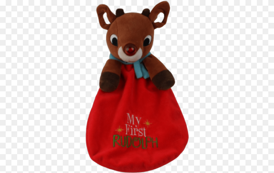 My First Rudolph Lovey Baby Blanket With Light Up Red Nose 14 Tall Soft Cuddle Soft, Toy Png Image