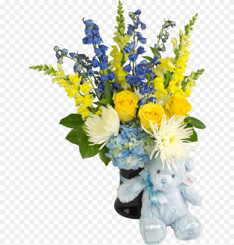 My First Teddy Blue Bouquet, Flower, Flower Arrangement, Flower Bouquet, Plant Png Image