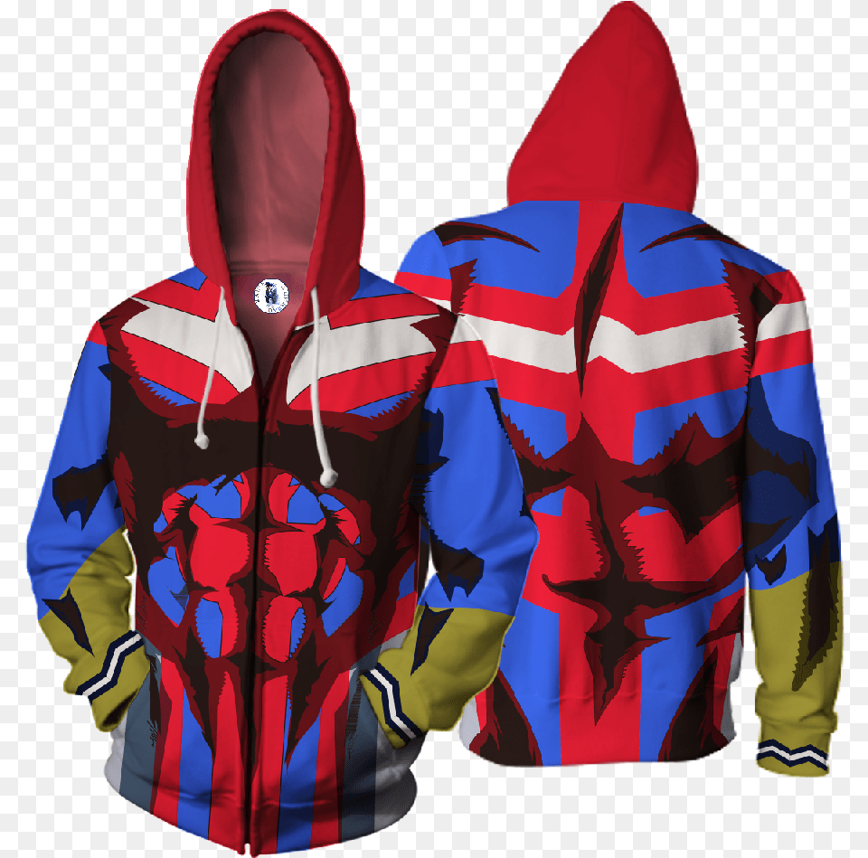 My Hero Academia All Might Blue Suit Cosplay Zip Up All Might Hoodie, Knitwear, Clothing, Coat, Sweatshirt Png Image