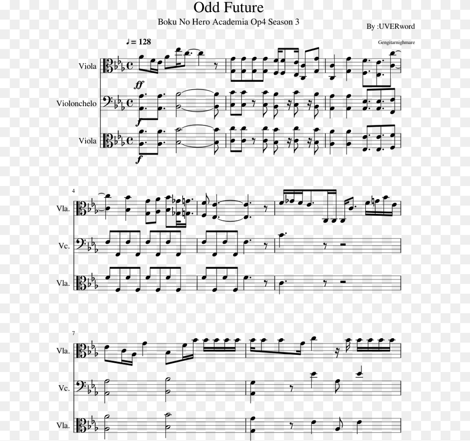 My Hero Academia Odd Future Violin Sheet Music, Gray Png Image