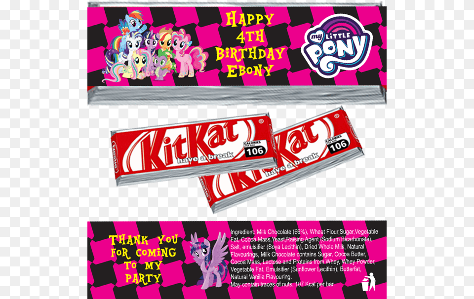 My Little Pony Kitkat Wrappers Baby Shark Chocolate Labels, Food, Sweets, Candy, Advertisement Png