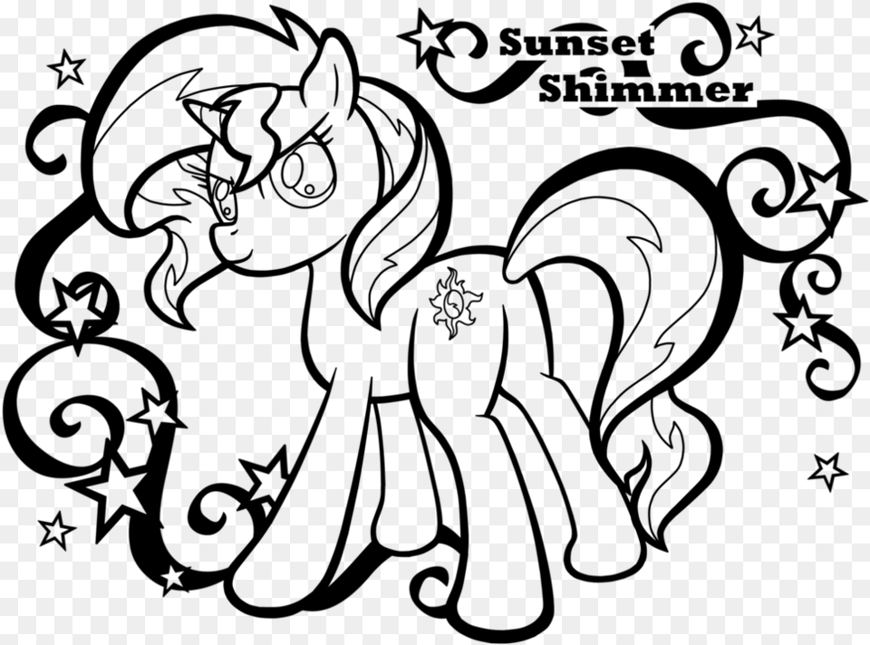 My Little Pony Sunset Shimmer Coloring Pages, Gray Png Image