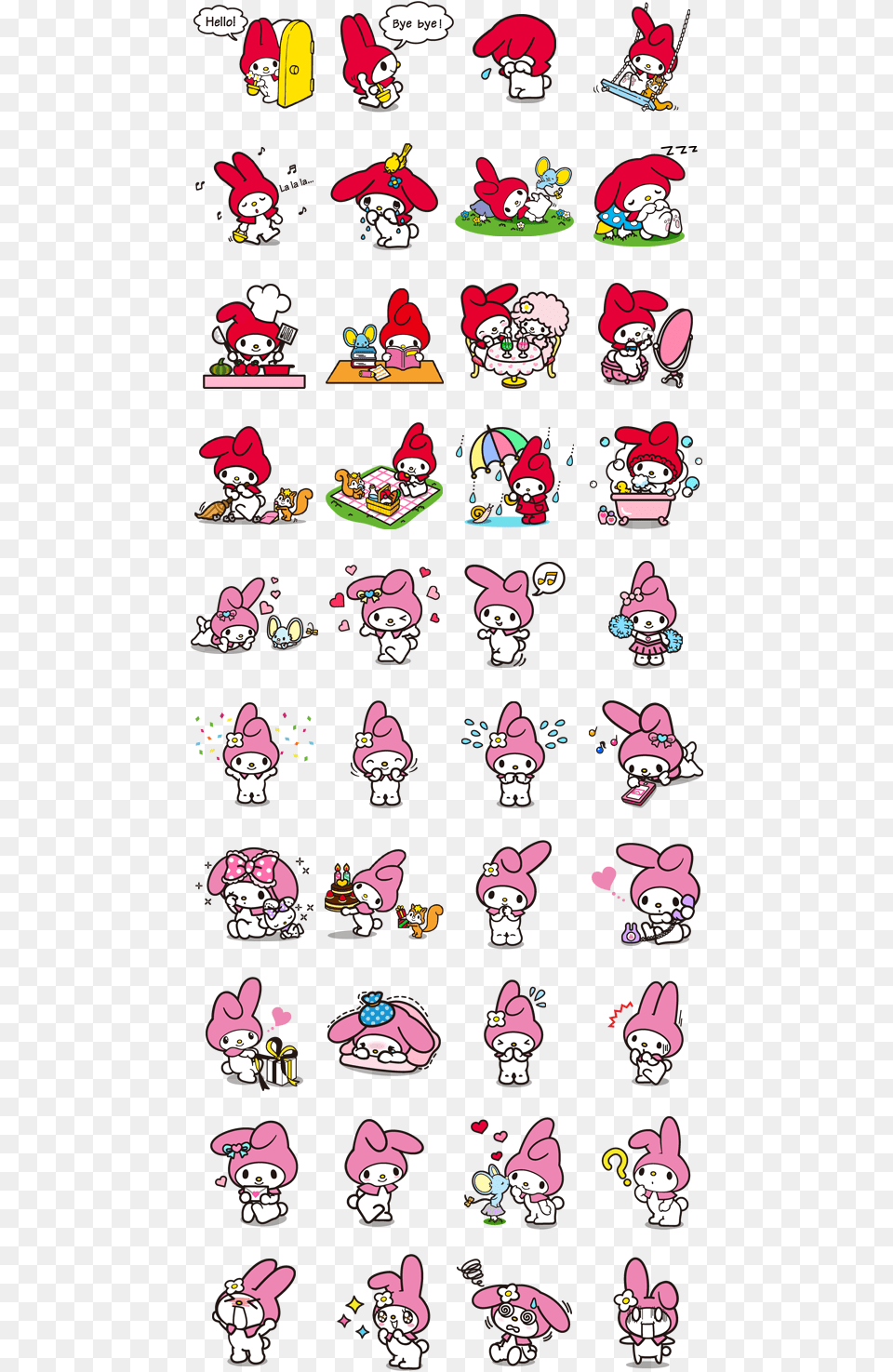 My Melody Line Stickers, Pattern, Person, Face, Head Free Png Download