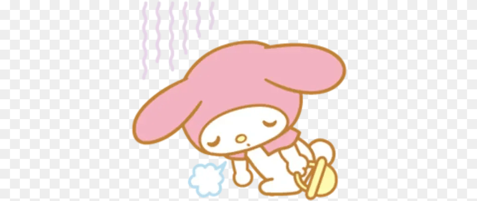 My Melody Whatsapp Stickers Stickers Cloud My Melody Tired, Baby, Person Png Image
