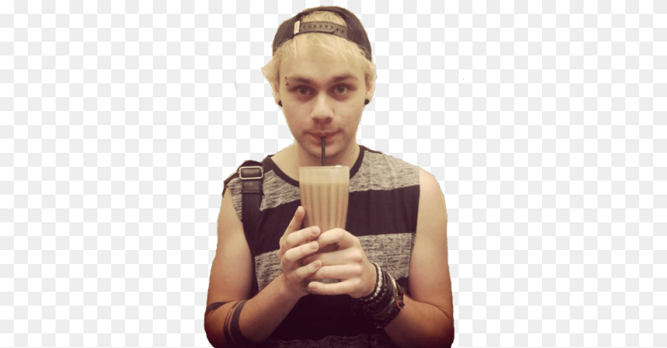 My Milkshakes Bring All The Michael Cliffords To The Michael Clifford Drinking Coffee, Person, Juice, Head, Photography Free Png Download