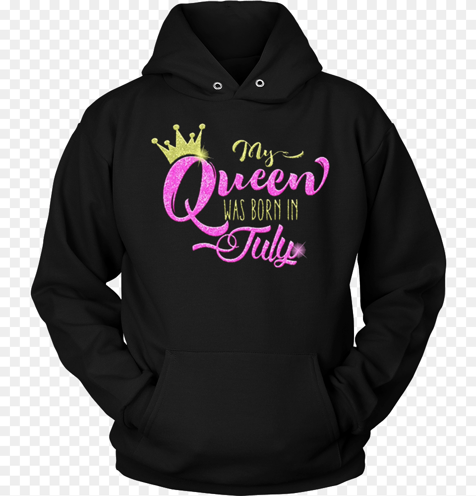 My Queen Was Born In July Gold Crown Glittery Birthday, Clothing, Hoodie, Knitwear, Sweater Free Png