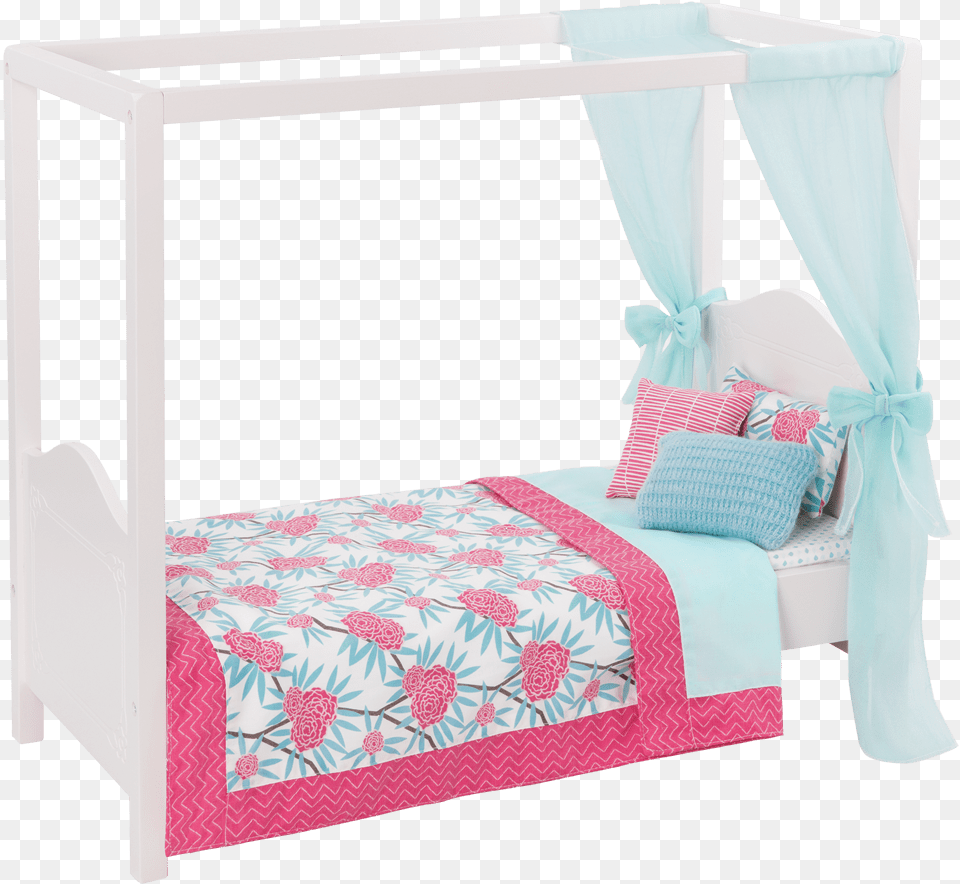 My Sweet Canopy Bed Blue And Pink Our Generation My Sweet Canopy Bed Blue, Furniture, Crib, Infant Bed, Bedroom Png