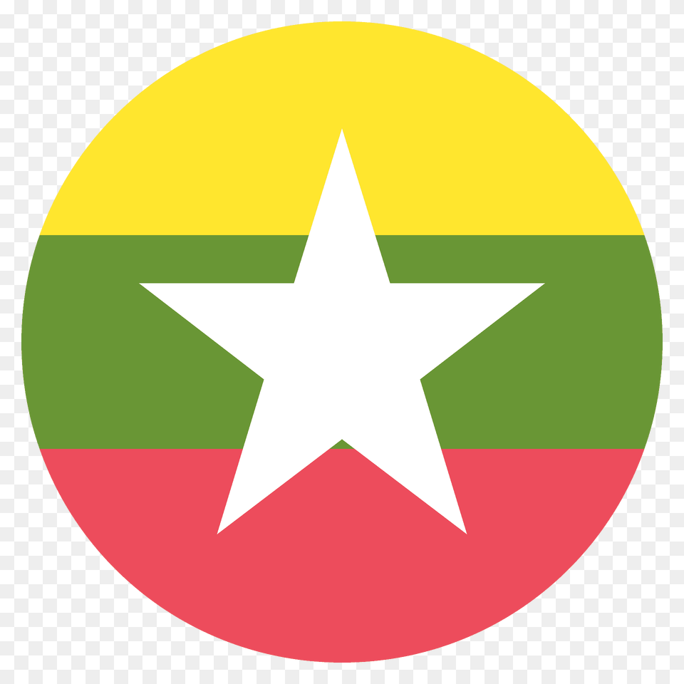 Myanmar Burma Flag Emoji Clipart, Star Symbol, Symbol, Disk Free Png