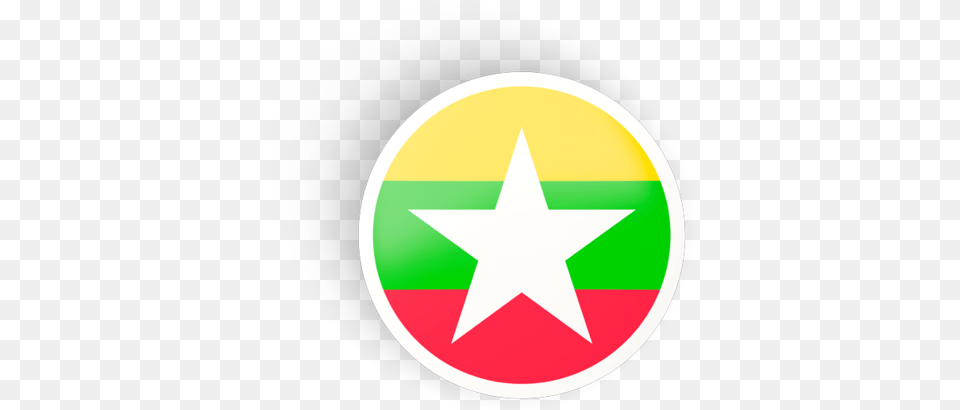 Myanmar Flag Circle, Star Symbol, Symbol, Logo, Disk Free Transparent Png