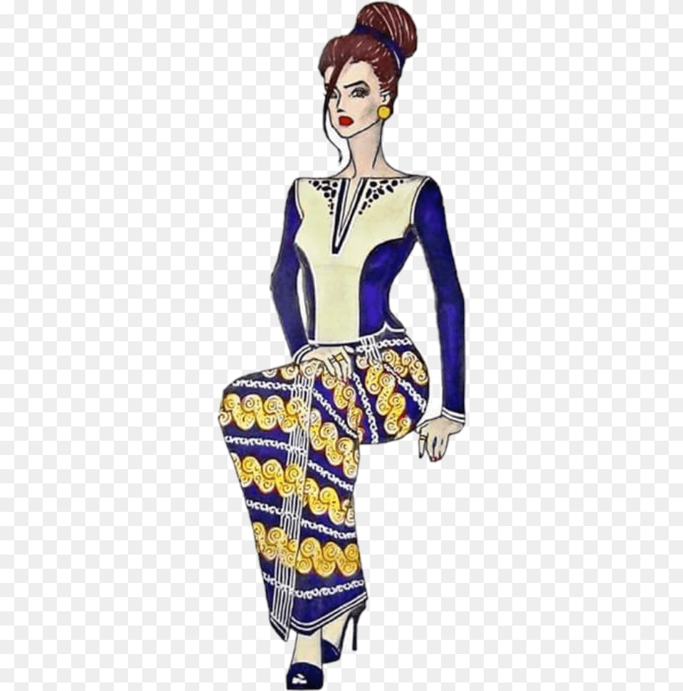 Myanmar Girl Traditional Dress Myanmar Traditional Dress Illustration, Adult, Female, Person, Woman Png