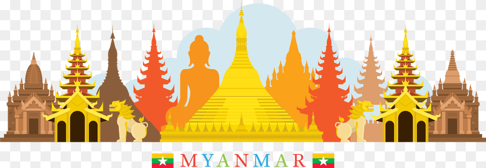 Myanmar Skyline, Architecture, Building, Temple, Prayer Free Png Download