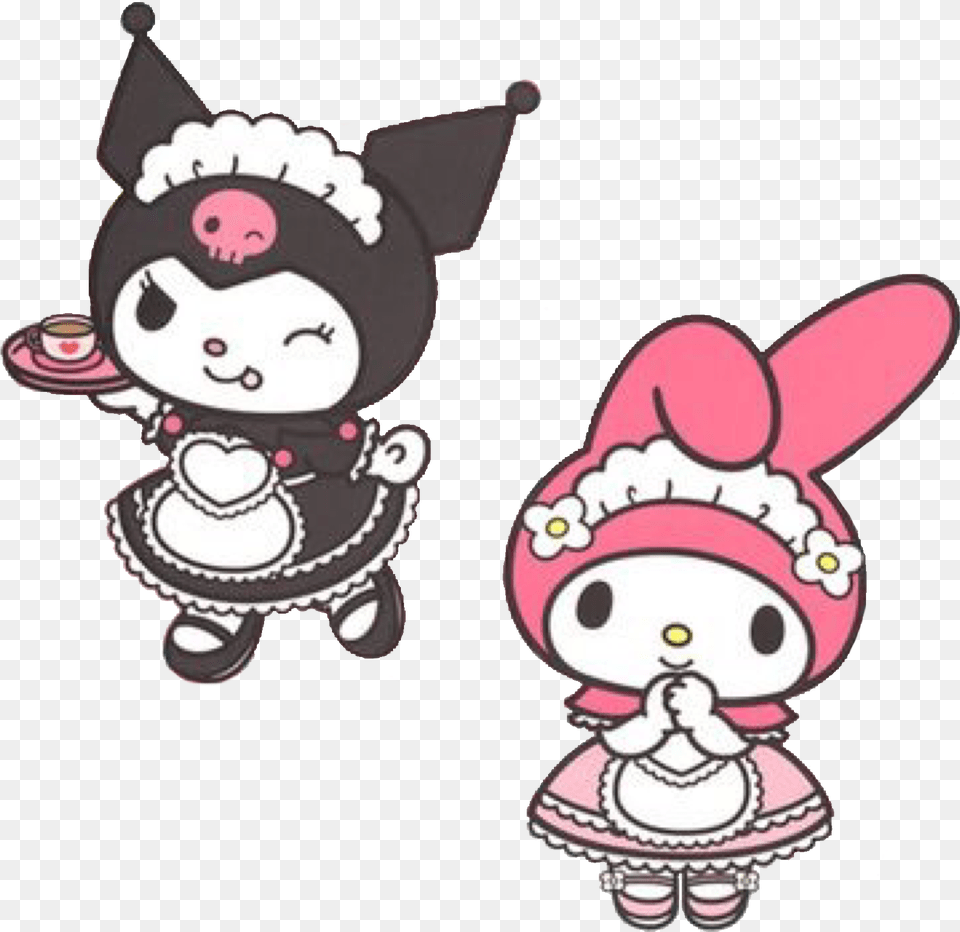 Mymelody Kuromi Sticker Kuromi In Maid Outfit Free Transparent Png