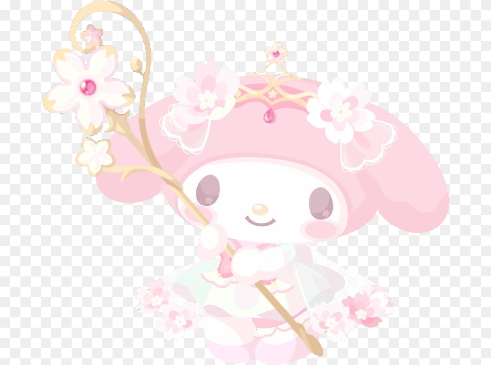 Mymelody Queen Sakura Petal Flower Sticker By Xl, Plant, Clothing, Hat, Chandelier Png Image