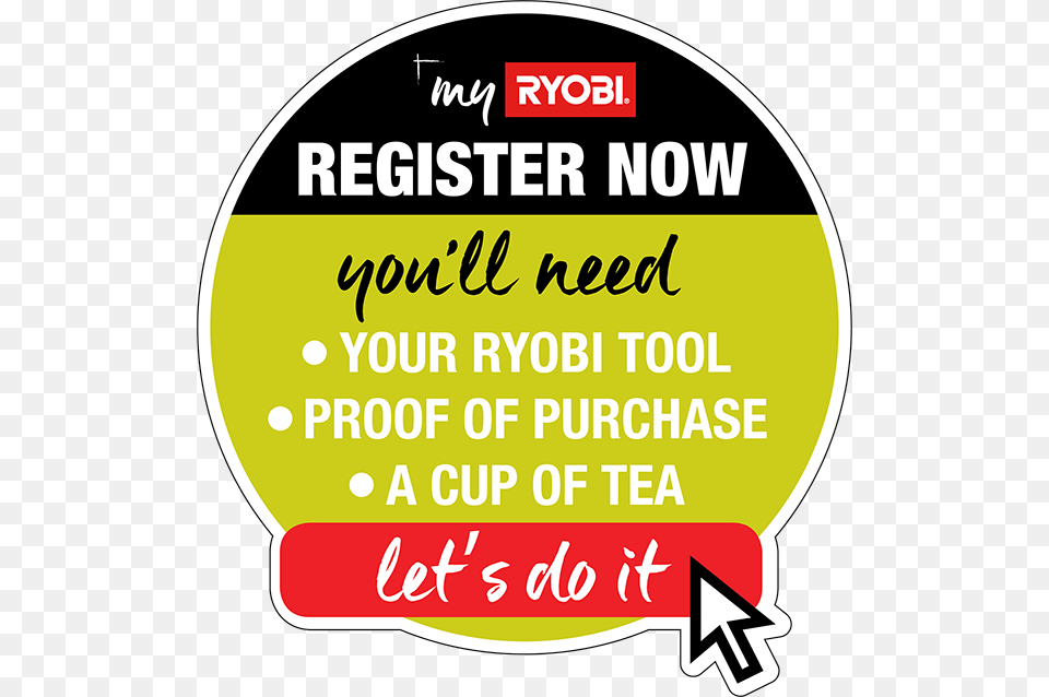 Myryobi Registration Large Circle, Advertisement, Sticker, Poster, Text Png
