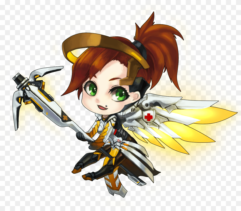 Myself As Mercy From Overwatch Cartoon, Book, Comics, Publication, Baby Free Png