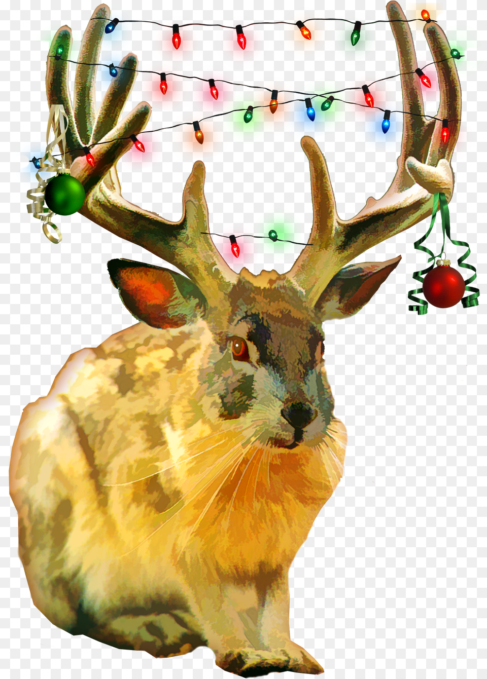 Mythical Southwest Jackalope Decorated For Christmas Caribou, Pattern Free Png