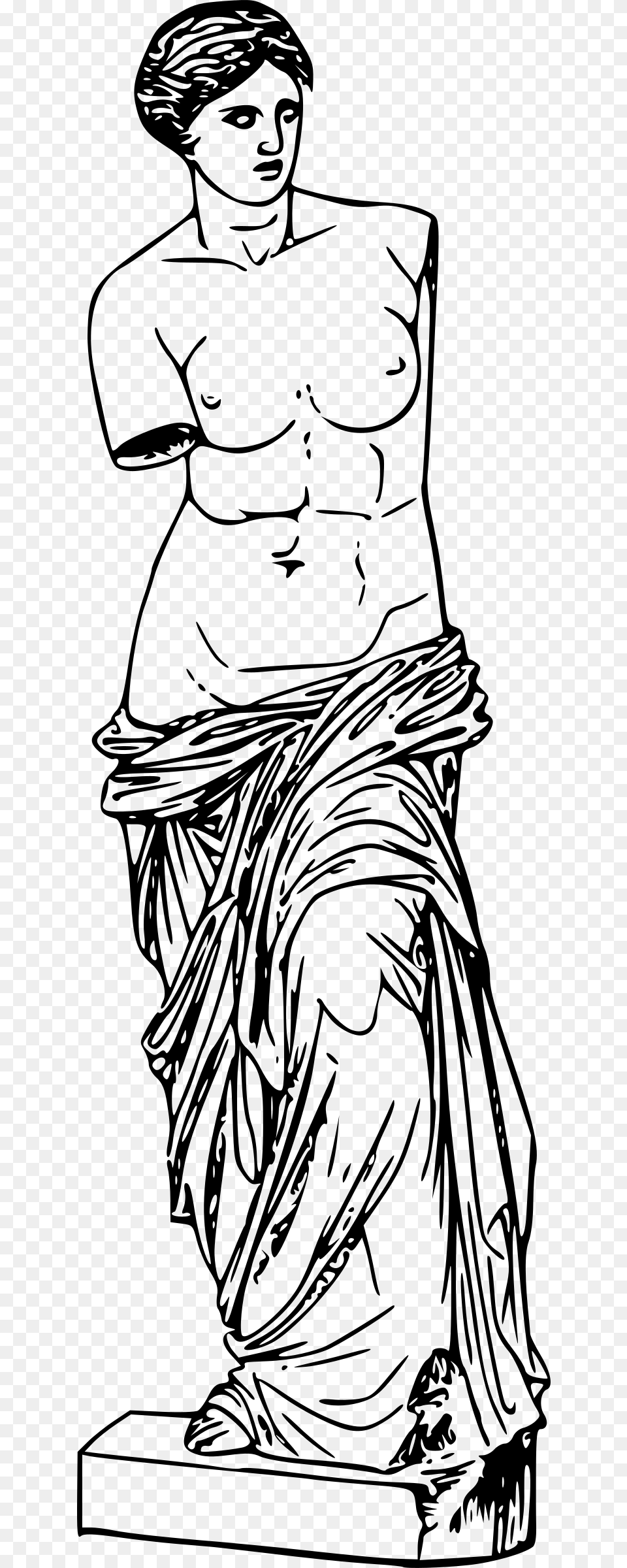 Mythology Clipart Aphrodite Greek Statue Line Art, Gray Png Image