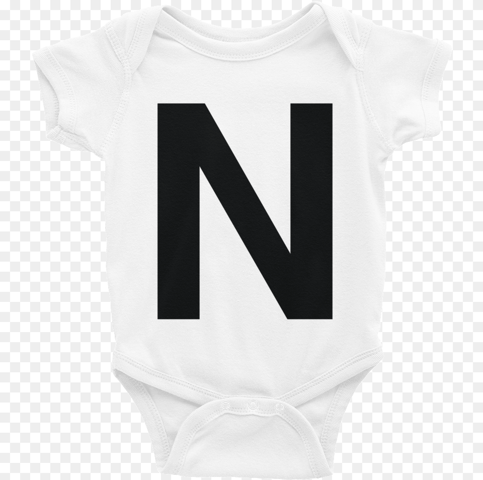 N Alphabet White Onesie Number, Clothing, T-shirt, Shirt, Symbol Free Png Download