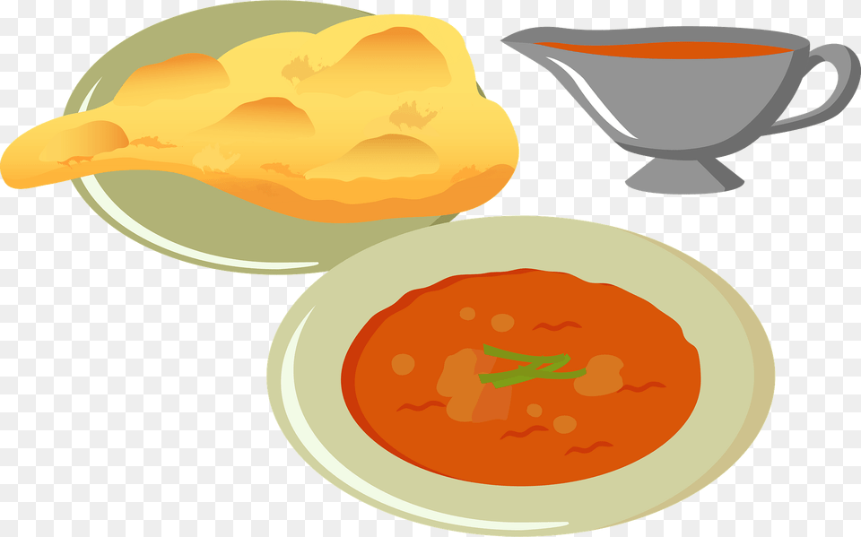 Naan And Curry Bread And Stew Clipart, Food, Meal, Dish, Bowl Png Image
