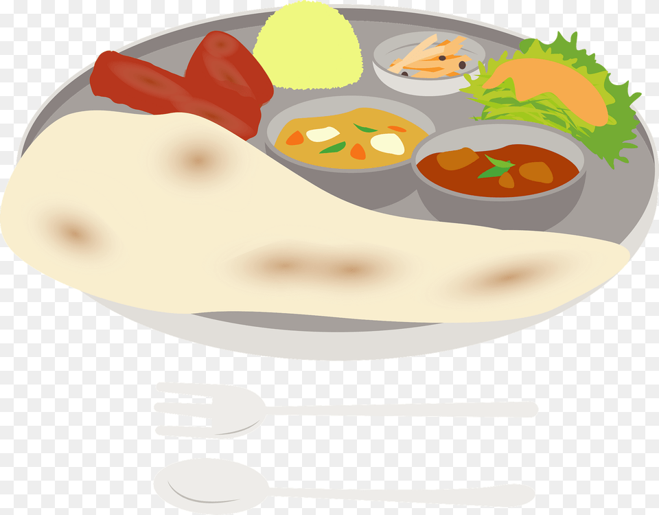 Naan Curry Clipart, Meal, Cutlery, Lunch, Fork Png