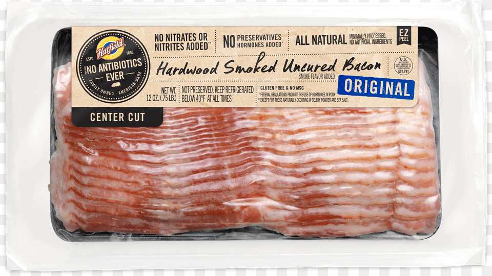 Nae Original Hardwood Smoked Uncured Bacon 12oz Turkey Bacon, Food, Meat, Pork Png