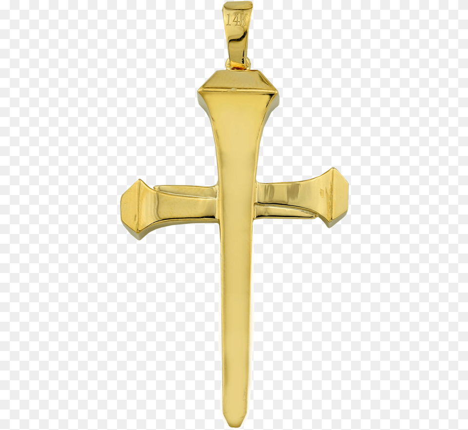 Nail Cross Pendant With Diamonds Cross, Sword, Symbol, Weapon, Crucifix Png