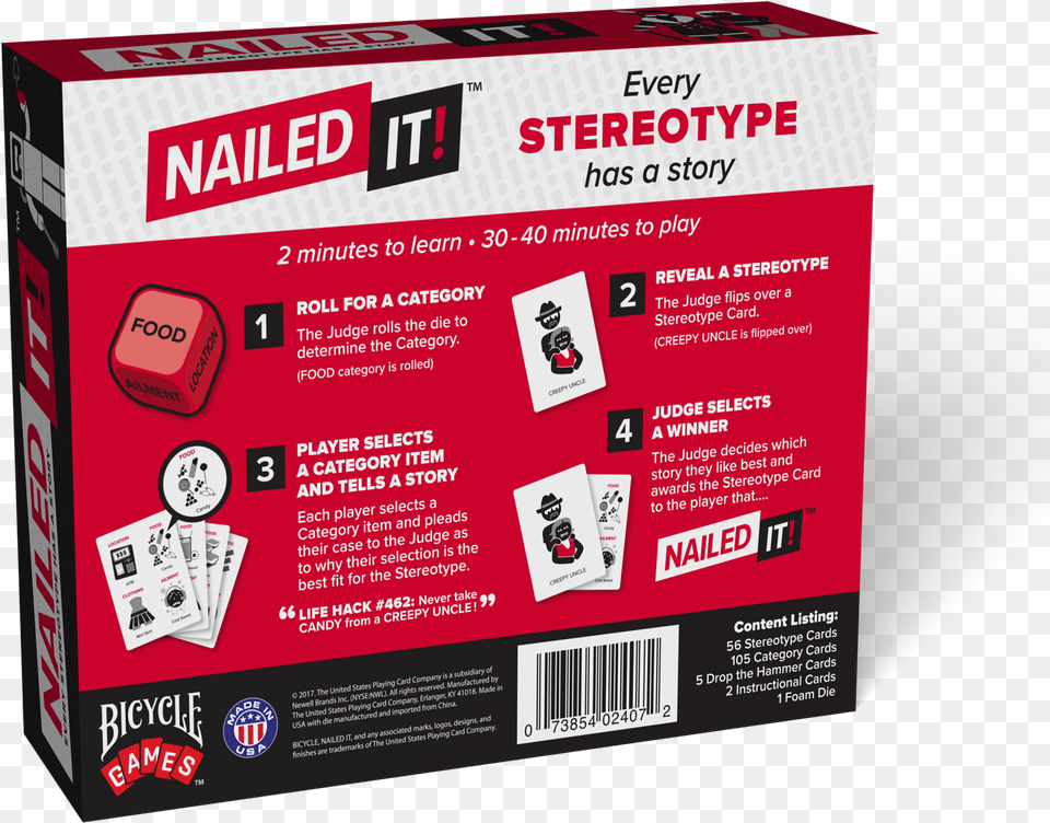 Nailed It Back Of Box 3d Large Bicycle Nailed It An Adult Storytelling Game, Business Card, Paper, Text, Computer Hardware Png Image