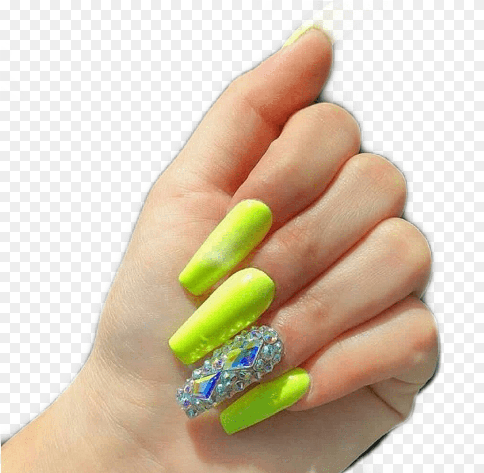 Nails Neon Green Stickers Sticker Green Nails, Body Part, Finger, Hand, Person Free Png