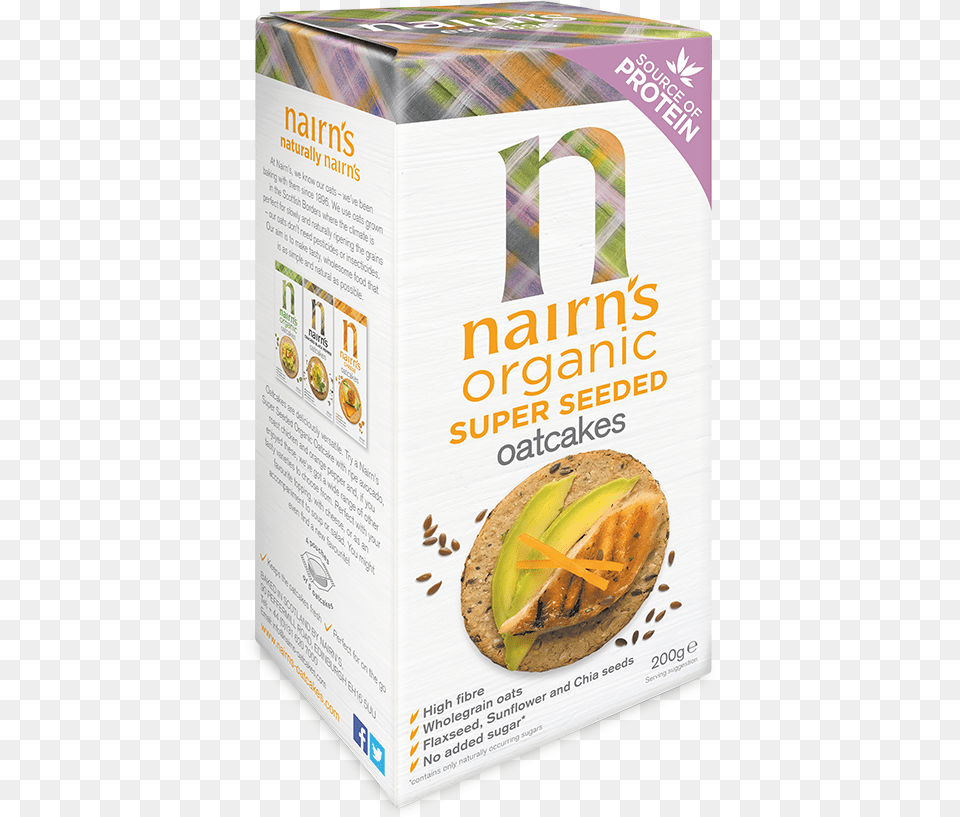 Nairns Super Seeded Organic Oatcakes, Book, Publication, Food, Fruit Png Image