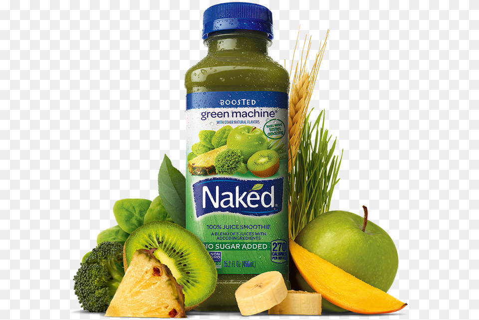 Naked Juice Green Machine, Beverage, Food, Fruit, Plant Png Image