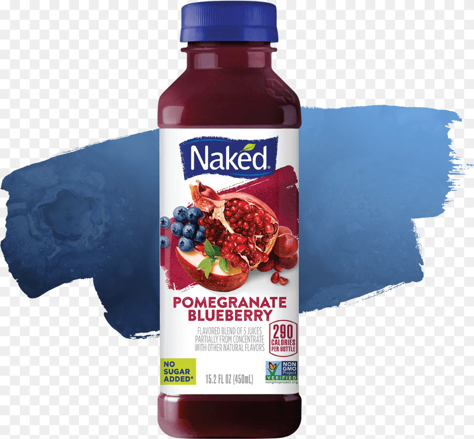 Naked Juice Pomegranate Blueberry Naked Juice Blue Machine, Food, Ketchup, Beverage, Fruit Free Png