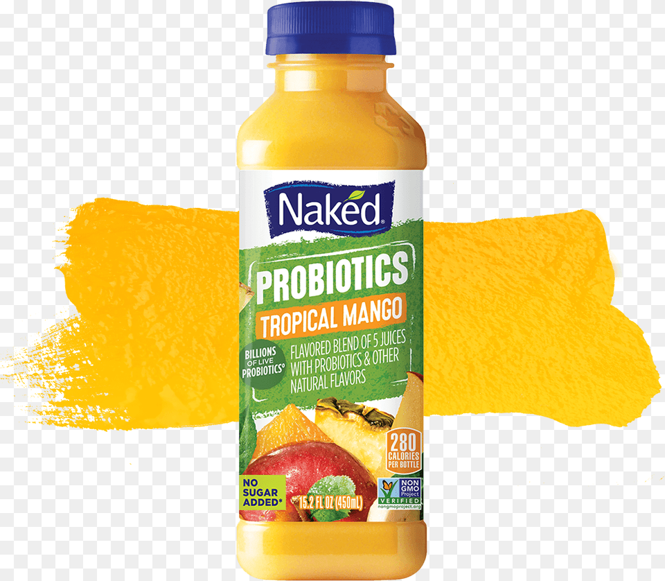 Naked Juice Tropical Mango Probiotics Naked Juice Mango, Beverage, Orange Juice Png