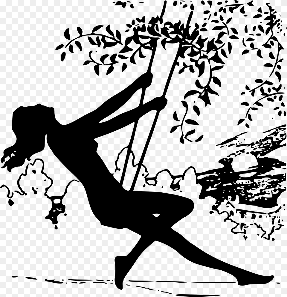 Naked Lady On A Swing Clip Arts Girl On Swing Silhouette, Gray Free Png Download