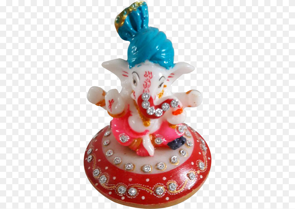 Nakoda Handicrafts Chowki Ganesh With Blue Turban Figurine, Birthday Cake, Cake, Cream, Dessert Png