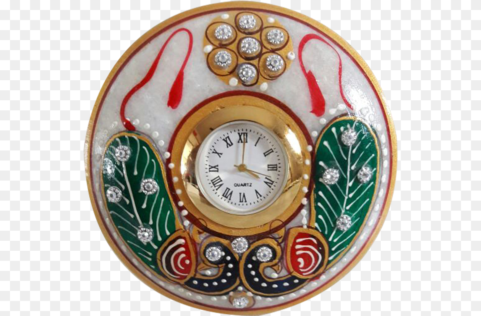 Nakoda Handicrafts Marble Standby Clock With Peacock Quartz Clock, Art, Porcelain, Pottery, Analog Clock Free Png Download