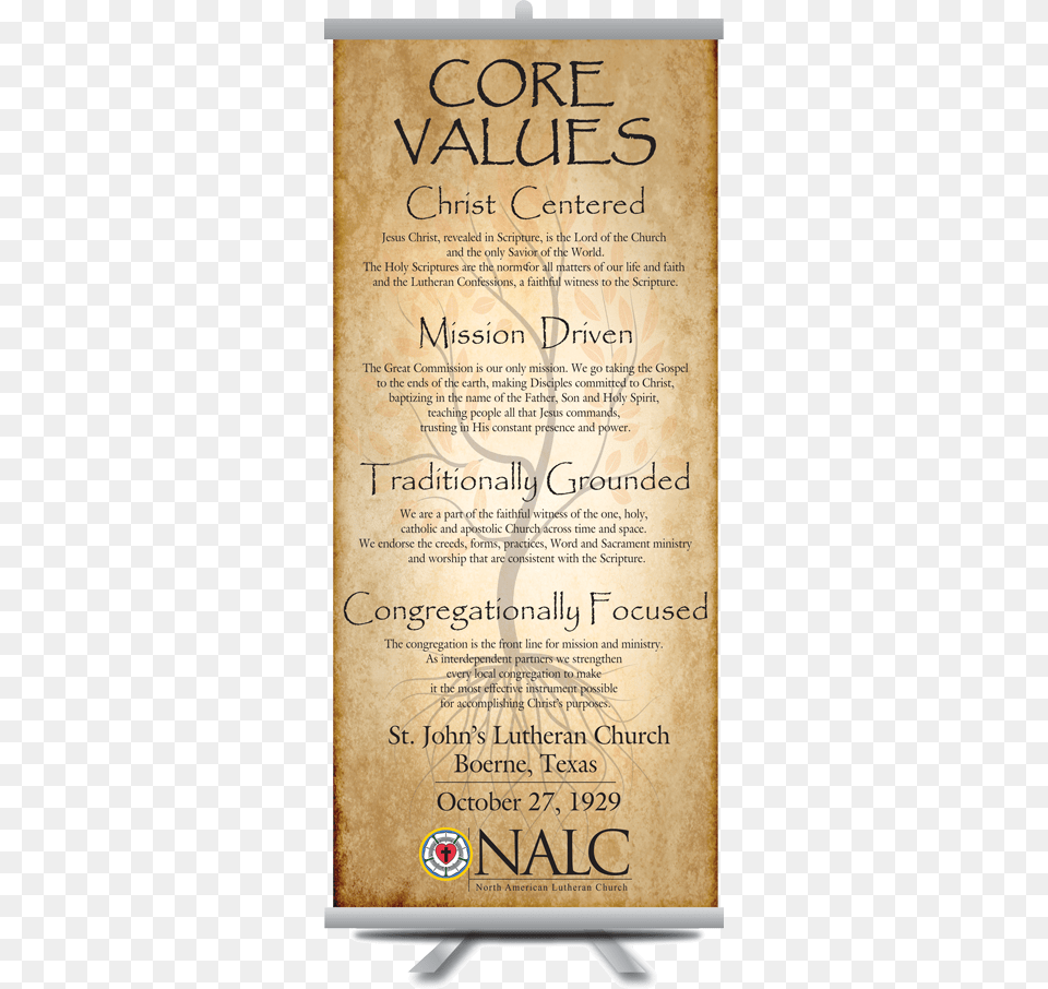 Nalc Lutheran Core Values Banner Traditional Core Values, Advertisement, Book, Poster, Publication Png