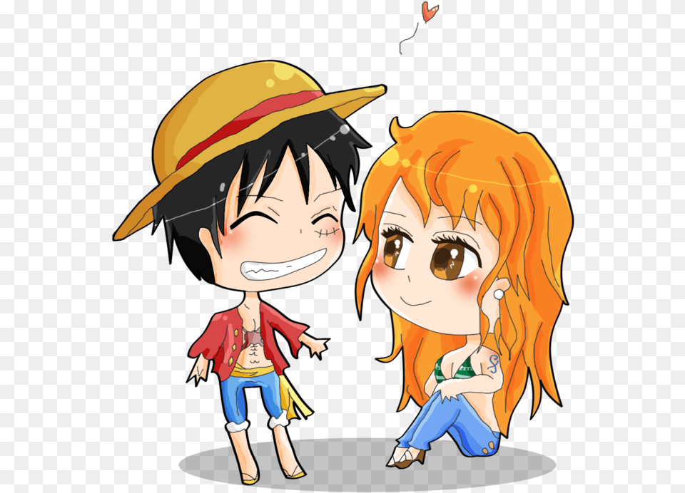 Nami Luffy Graphic One Piece Luffy And Nami Chibi, Book, Comics, Publication, Baby Png Image