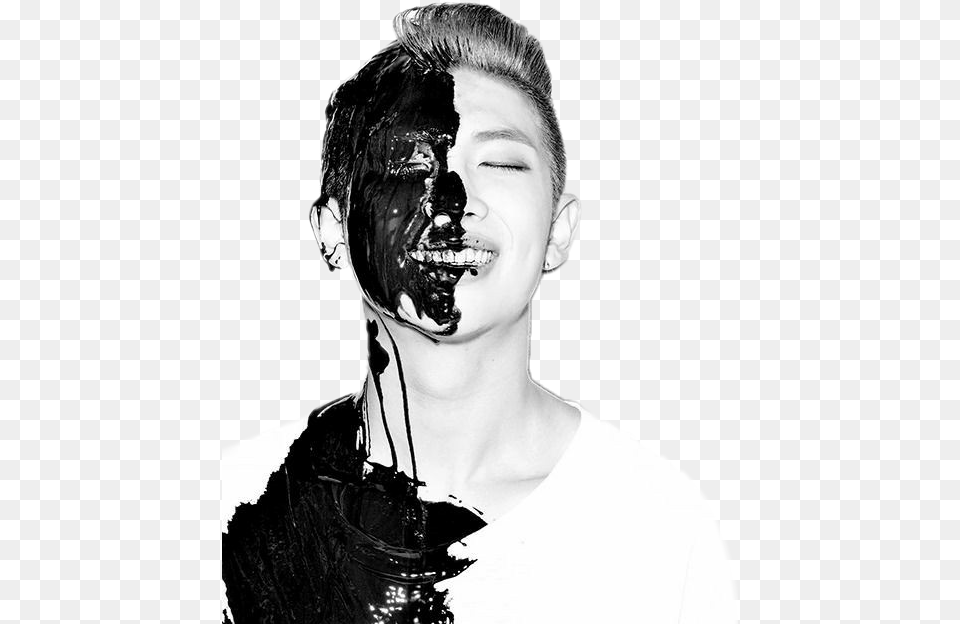 Namjoon Bts Kimnamjoon Kpop Sombra Black White Rm, Portrait, Photography, Face, Head Png Image