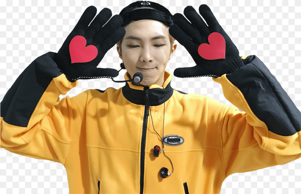 Namjoon Bts Rm Kpop Boy Cute Heart Bts Go Go Rm, Adult, Person, Woman, Glove Png Image